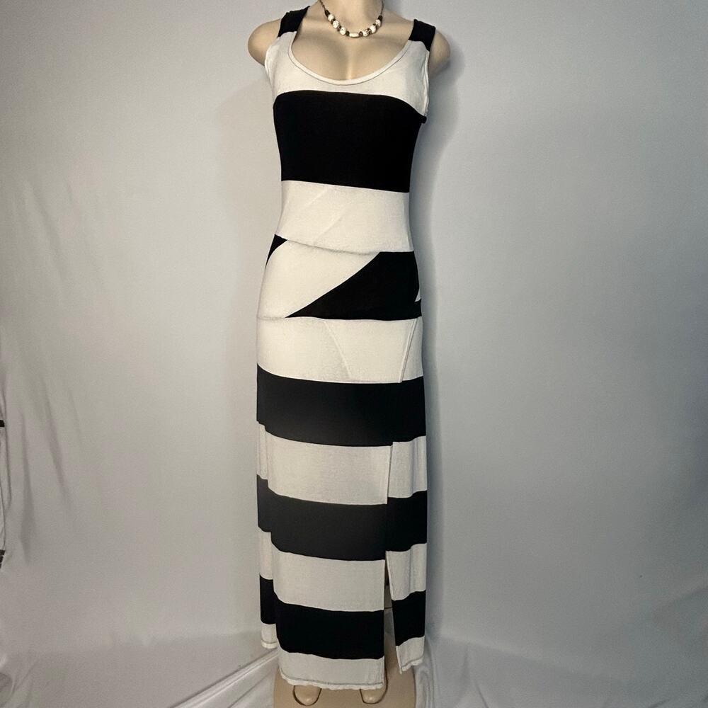 Shop 126 Black White Geometric Colorblock Maxi Dress Sleeveless Size M